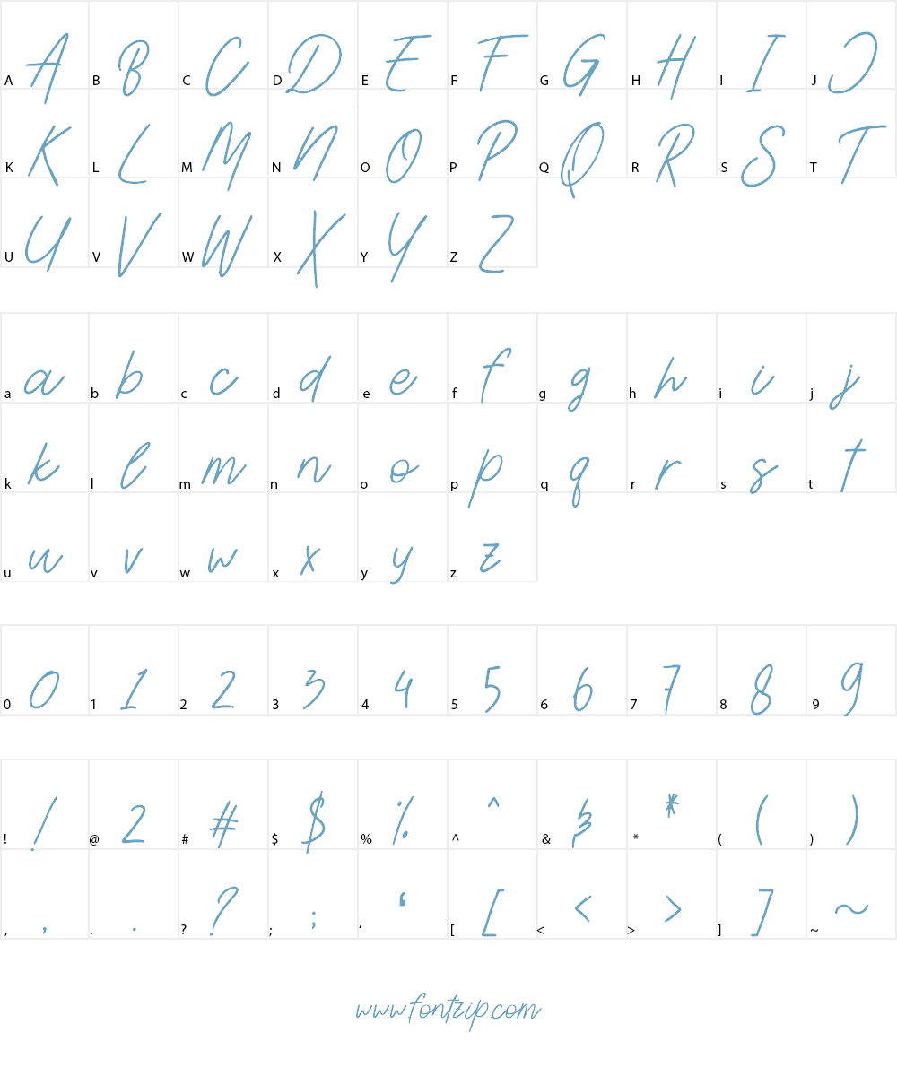 Aesthetik Script Font Character